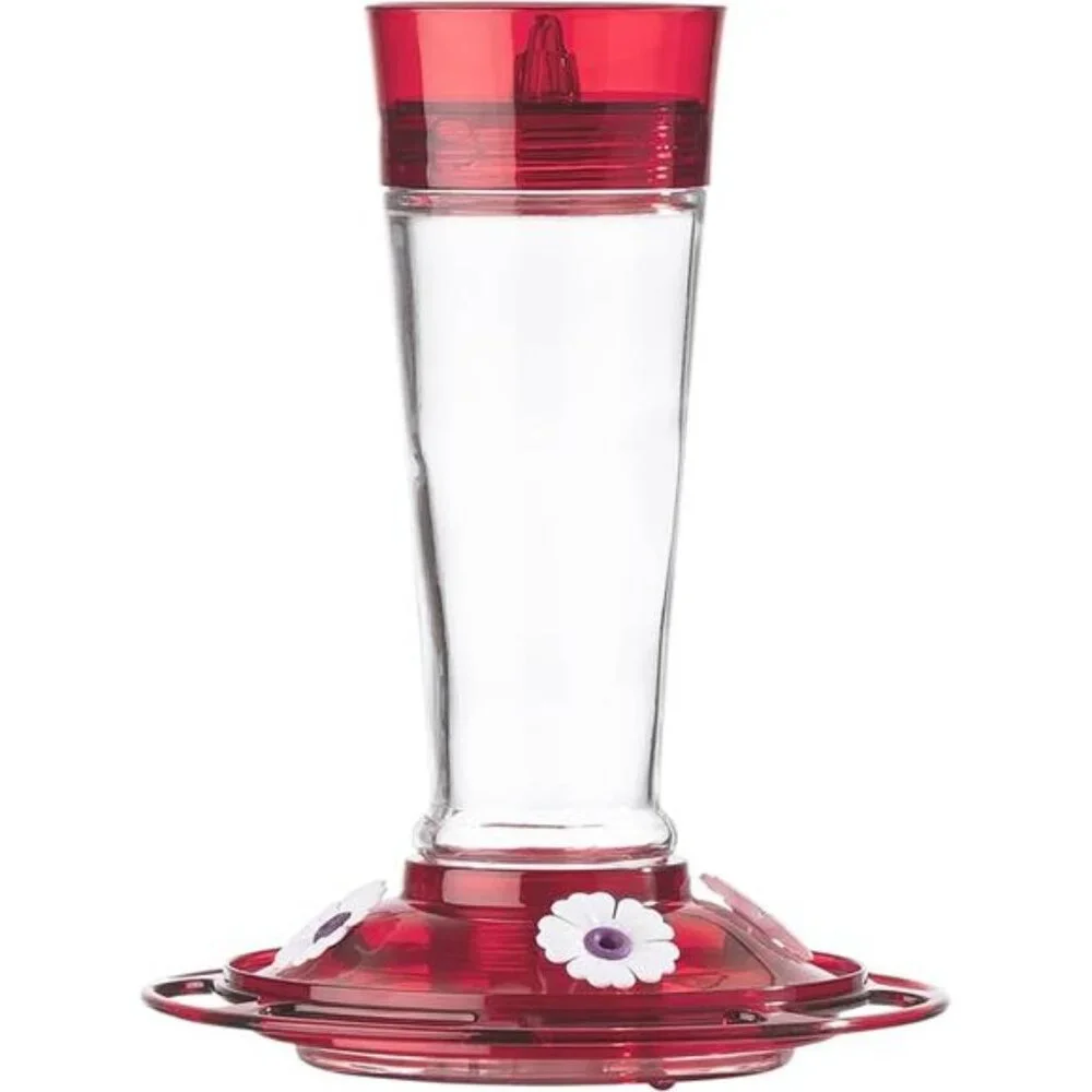 Bird Health+ Ruby Hummingbird Feeder, Glass Hummingbird Feeders for Outdoors